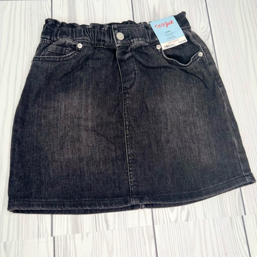 Girls' Cat & Jack Bottoms Denim Paperbag Skirt Black